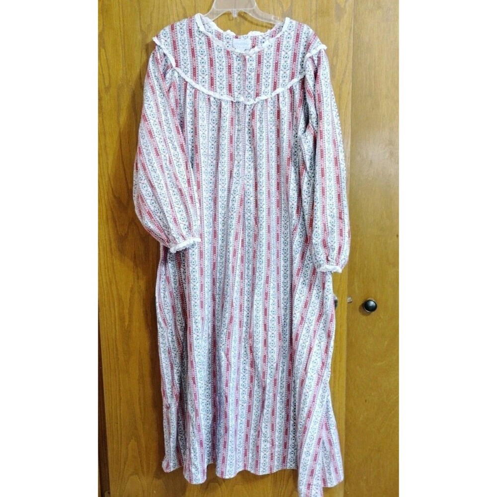 Vintage Lanz Of Salzburg Flannel Nightgown 2X Cottagecore Cotton Grandma Prairie